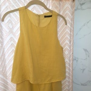 Zara Trafaluc yellow linen romper